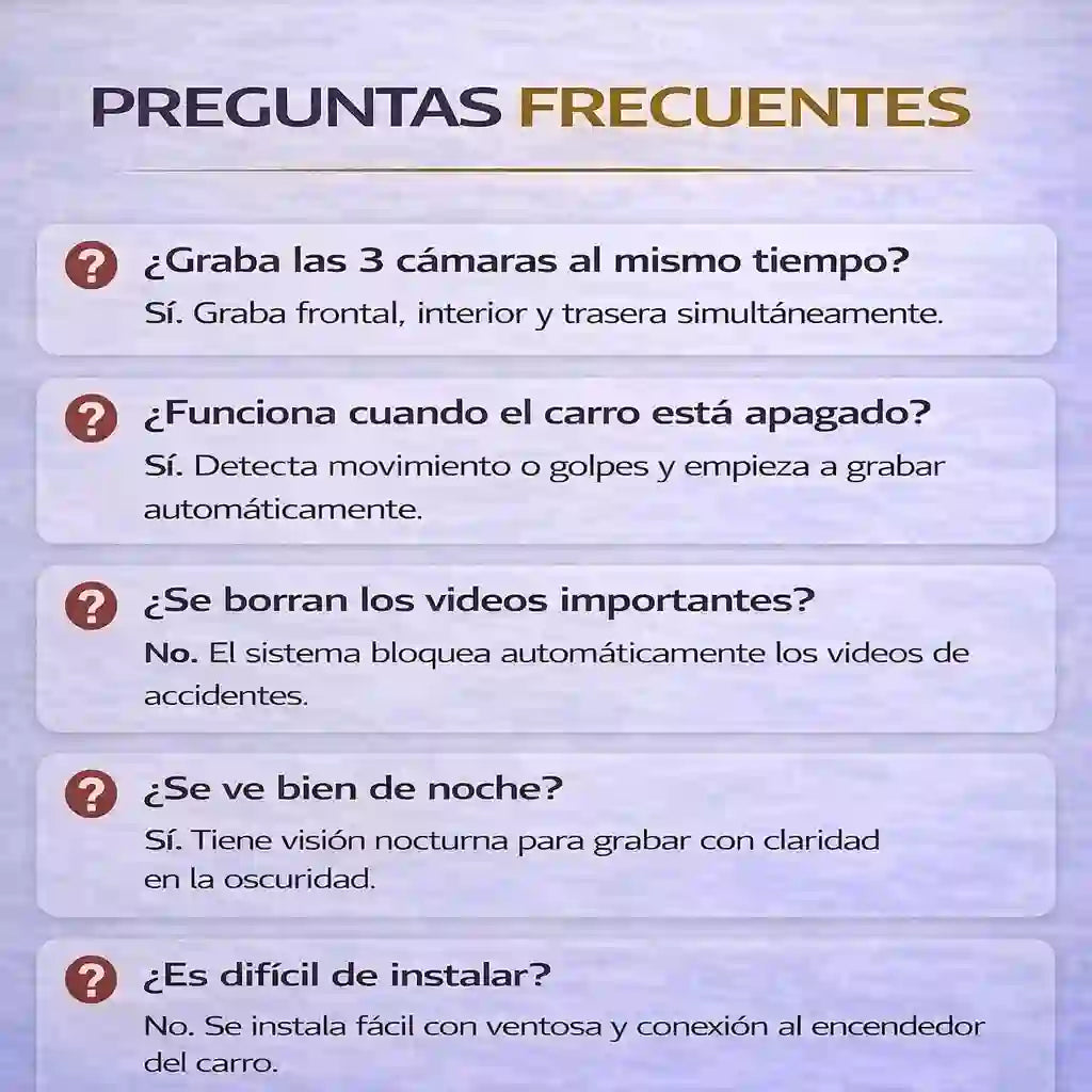Cámara 3 Lentes DVR Dash: Seguridad Total 24/7 Sin Puntos Ciegos