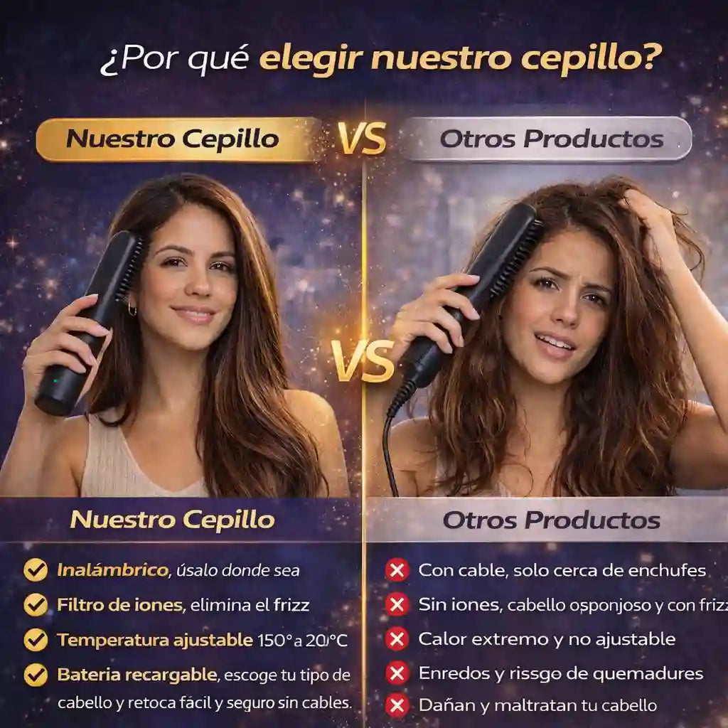 Cepillo Inalámbrico-Alisa tu cabello en cualquier lugar