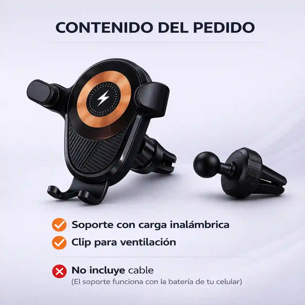 Soporte con Carga Inalámbrica – Seguro, visible y cargando mientras conduces
