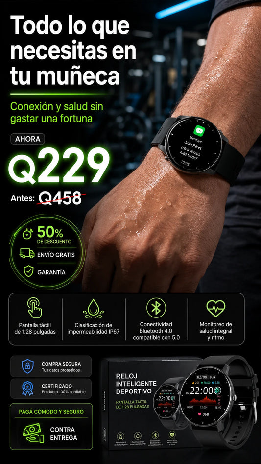 Reloj Inteligente Deportivo con Pantalla Táctil de 1.28 Pulgadas