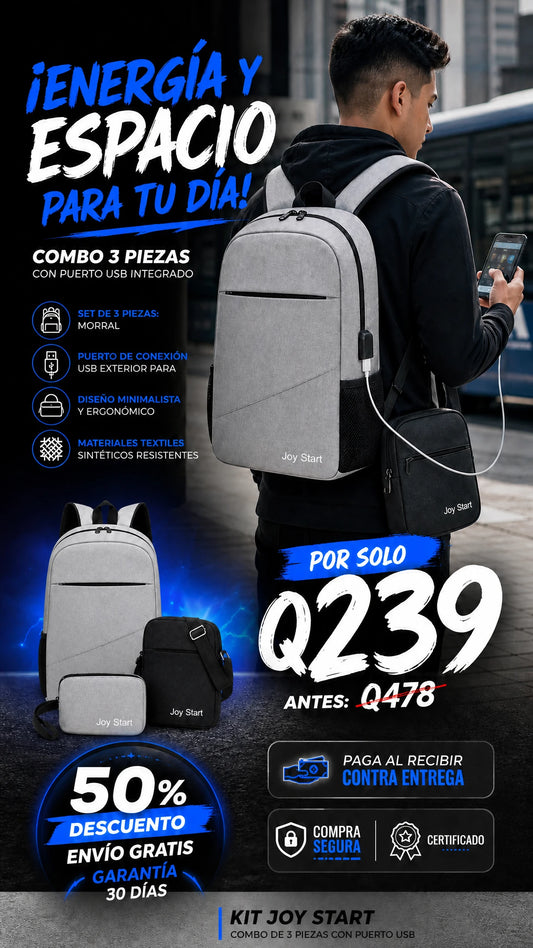 Kit Joy Start - Combo de 3 Piezas con Puerto USB