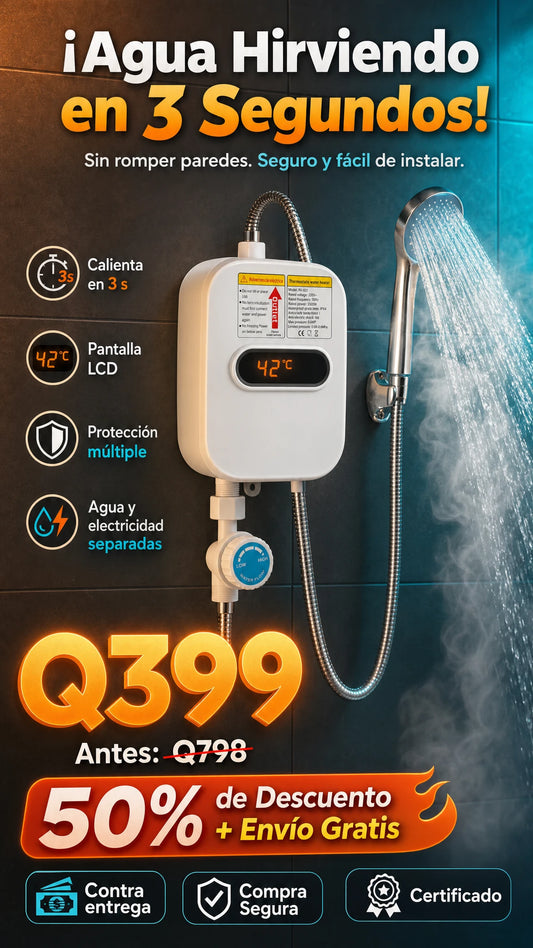 Calentador de Agua Eléctrico Instantáneo RX-021 3500W con Pantalla LCD