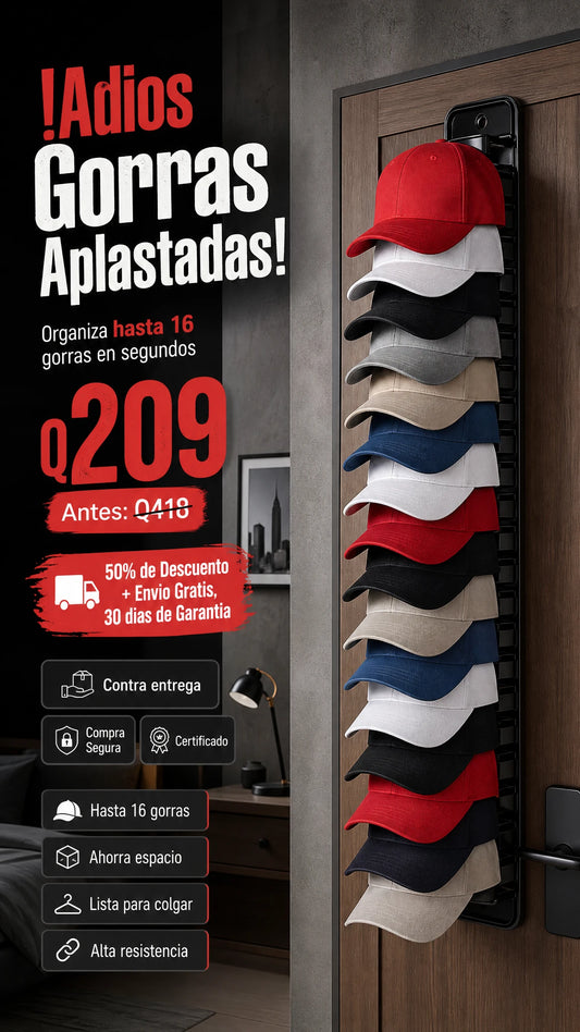 Organizador Vertical de Gorras Premium para Pared o Puerta