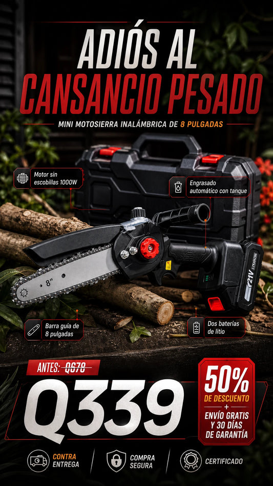 Mini Motosierra Inalámbrica de 8 Pulgadas con Motor Sin Escobillas