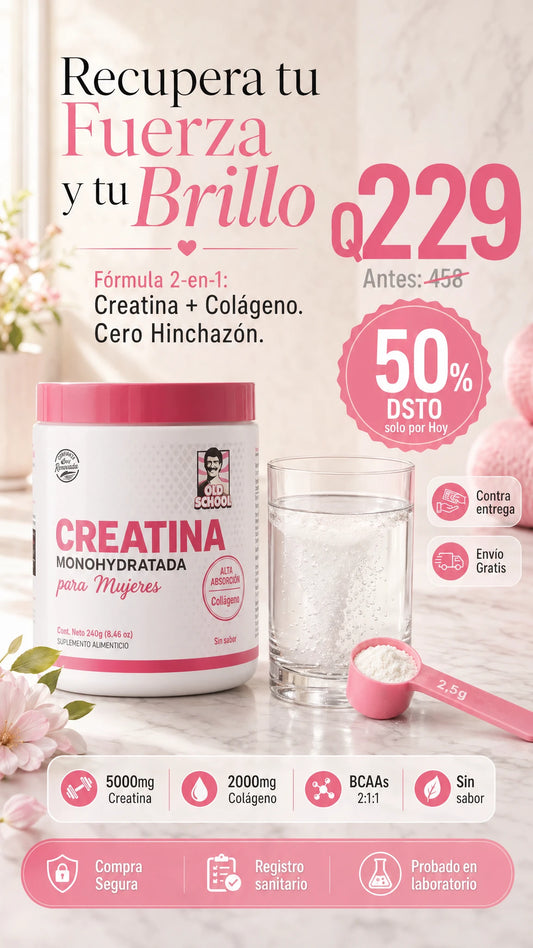 Creatina Monohidratada Pura con Colágeno Hidrolizado para Mujeres