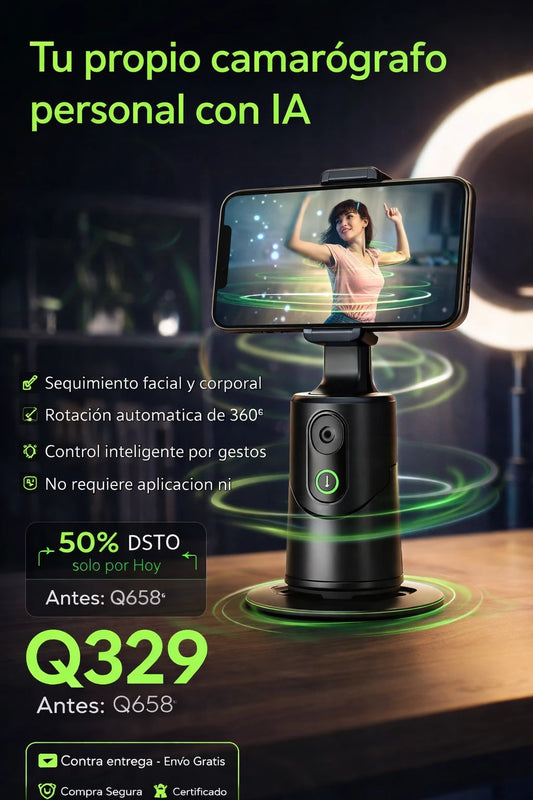 Soporte con Seguimiento Facial Automático 360° y Control por Gestos