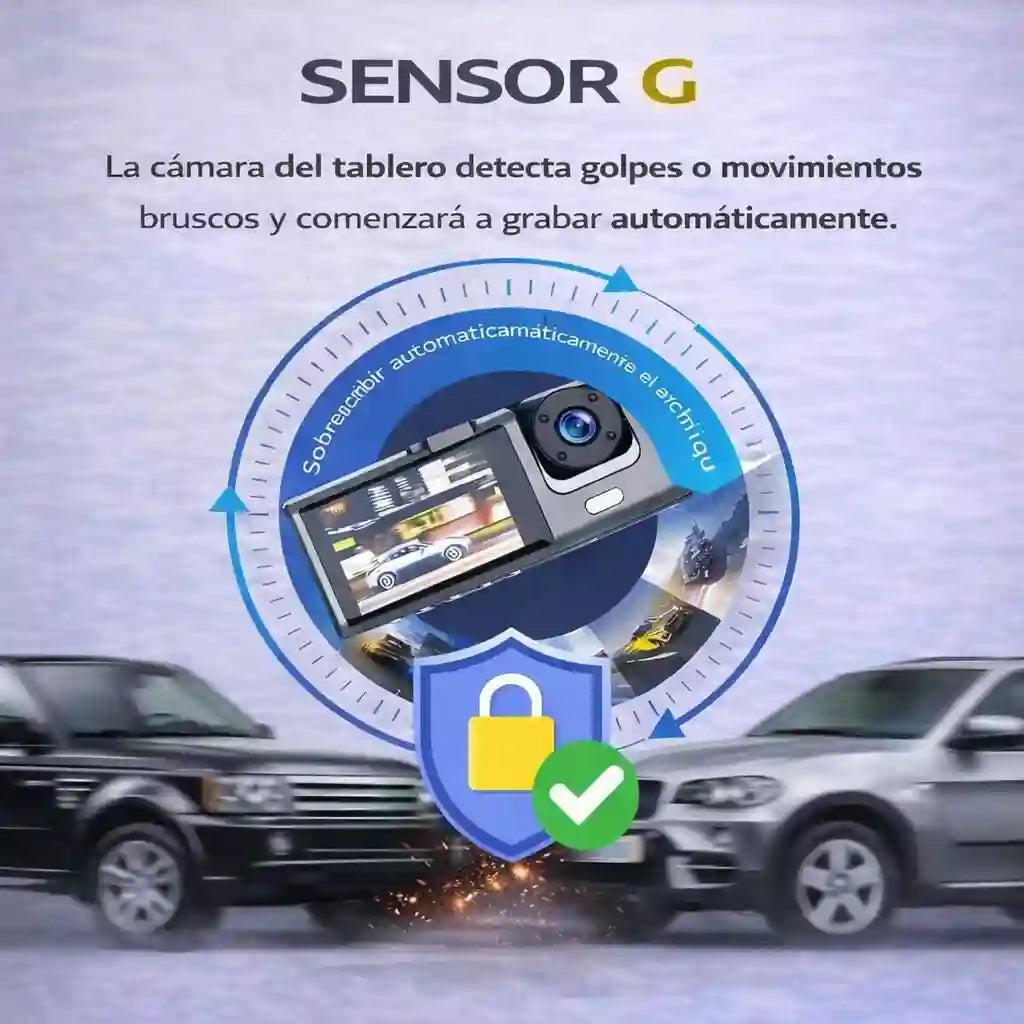 Cámara 3 Lentes DVR Dash: Seguridad Total 24/7 Sin Puntos Ciegos