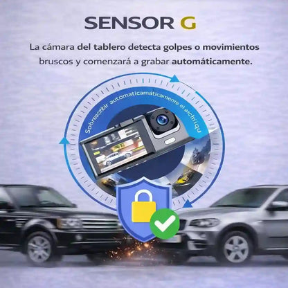 Cámara 3 Lentes DVR Dash: Seguridad Total 24/7 Sin Puntos Ciegos
