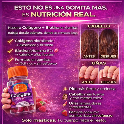 Piel firme, cabello fuerte, uñas sanas - Gomitas de Colágeno y Biotina