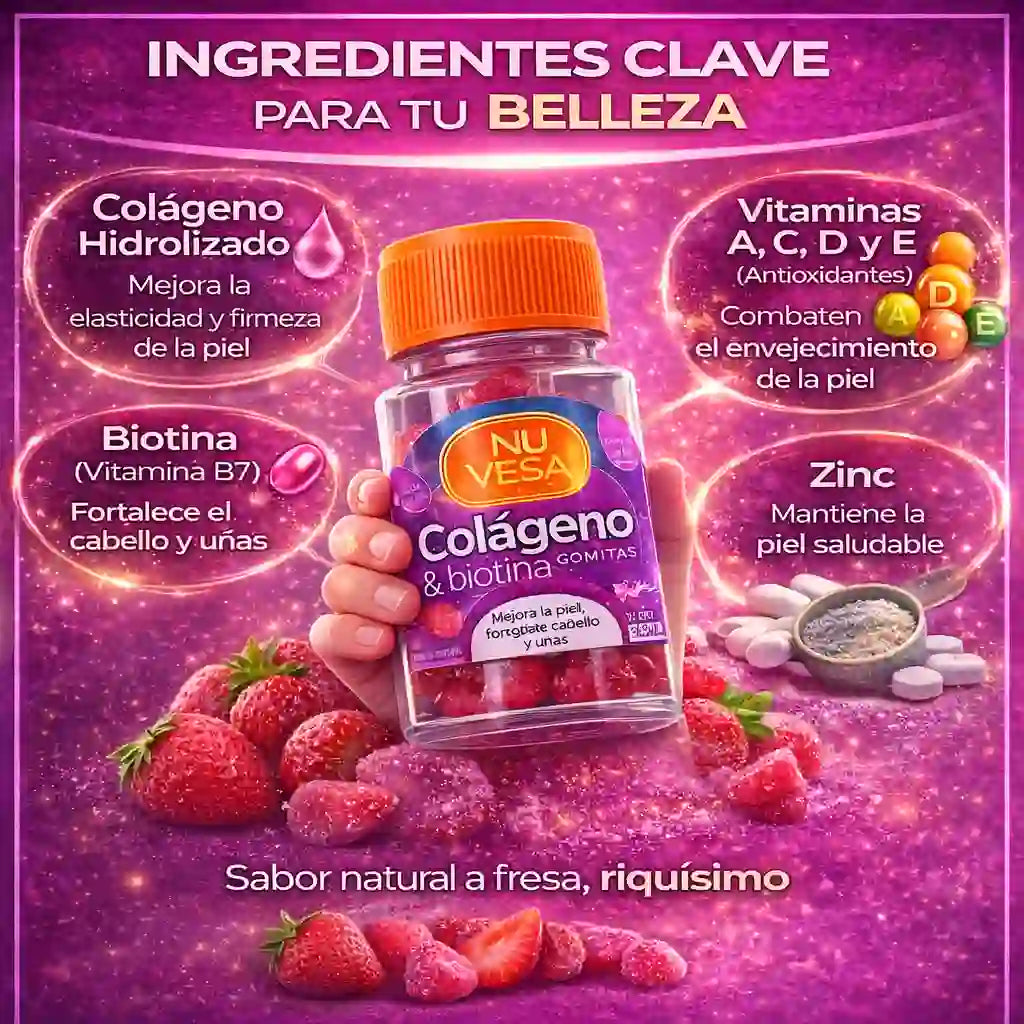 Piel firme, cabello fuerte, uñas sanas - Gomitas de Colágeno y Biotina