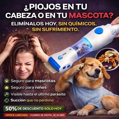 Peine eléctrico anti-piojos, liendres y garrapatas