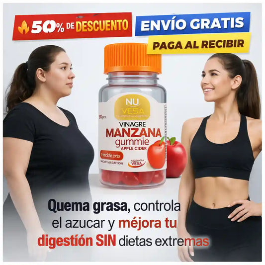 Baja de peso, desinfla y controla el apetito con Gomitas de vinagre de manzana