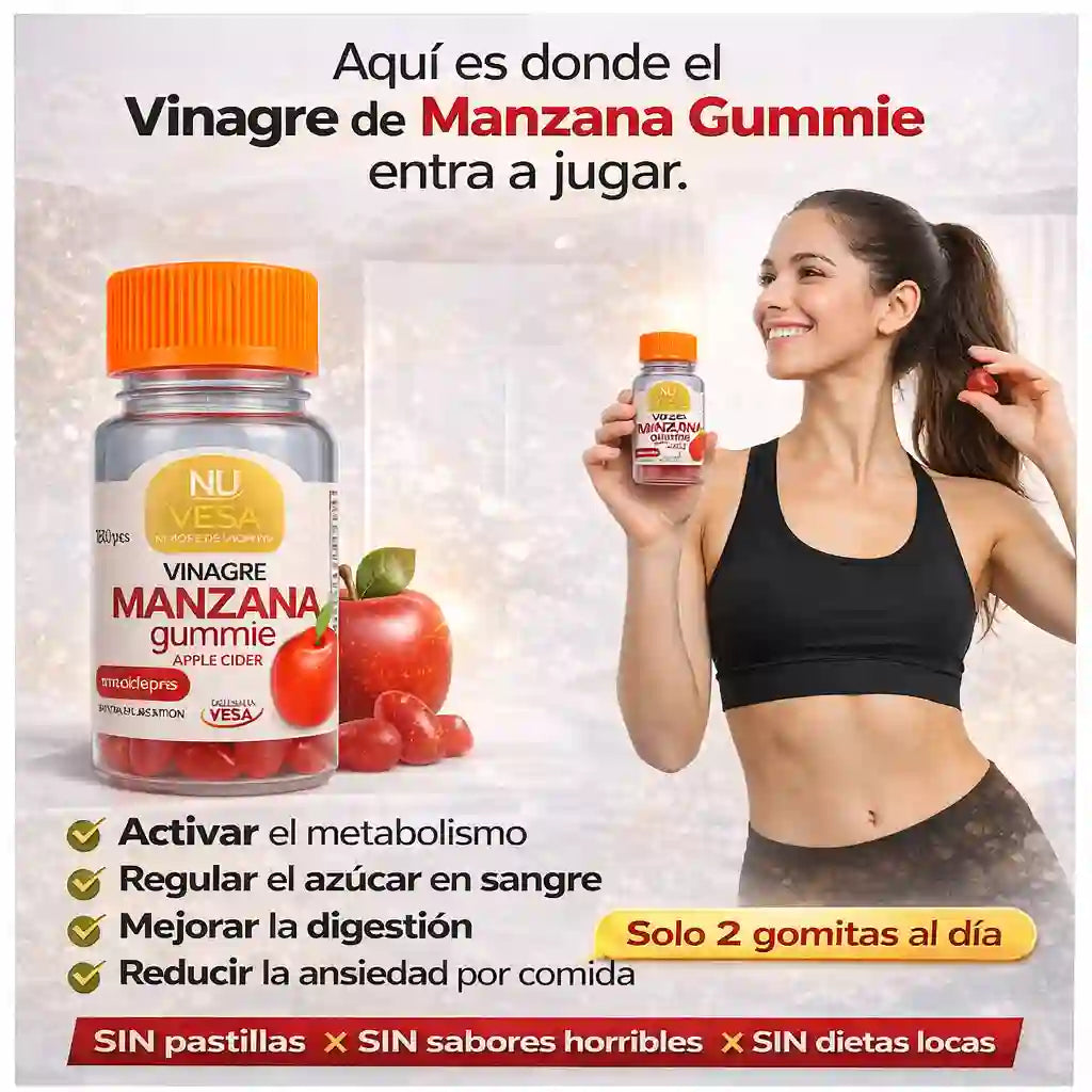 Baja de peso, desinfla y controla el apetito con Gomitas de vinagre de manzana