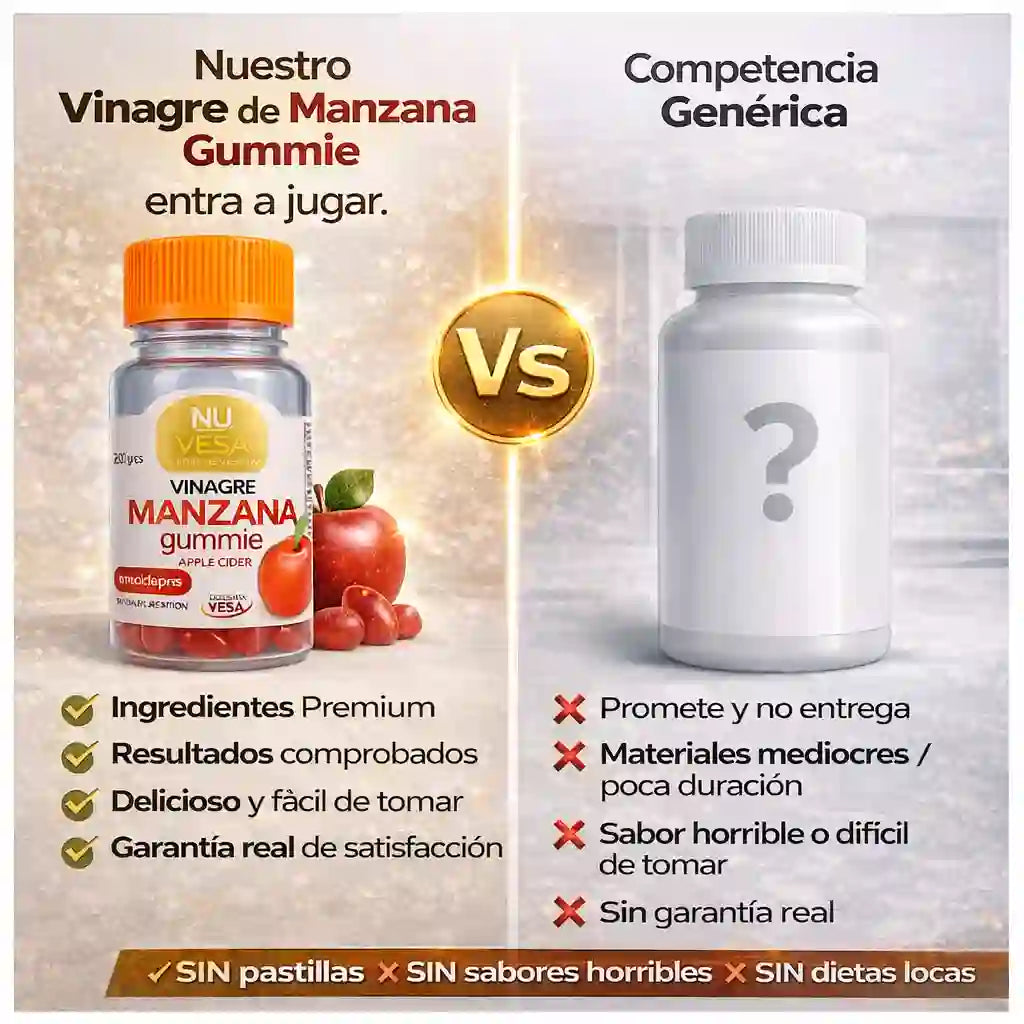 Baja de peso, desinfla y controla el apetito con Gomitas de vinagre de manzana
