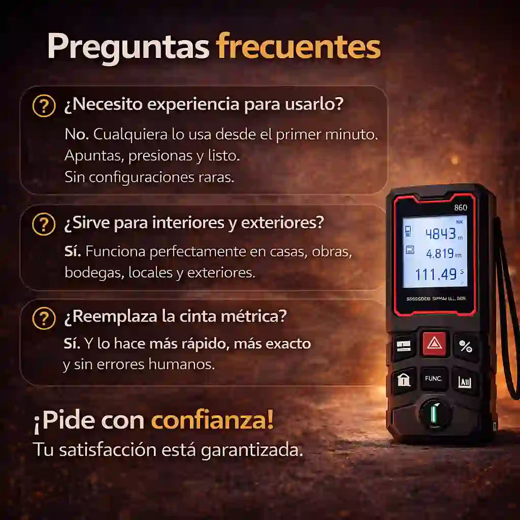 Medidor láser Mide con precisión exacta en segundos