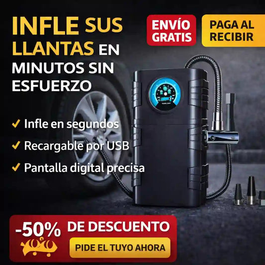 Inflador portátil-No te quedes varado por una llanta desinflada.