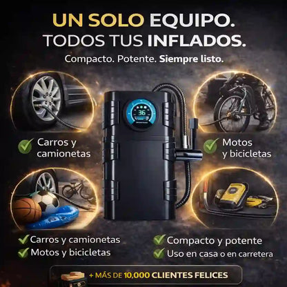 Inflador portátil-No te quedes varado por una llanta desinflada.