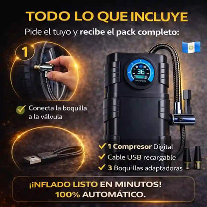 Inflador portátil-No te quedes varado por una llanta desinflada.