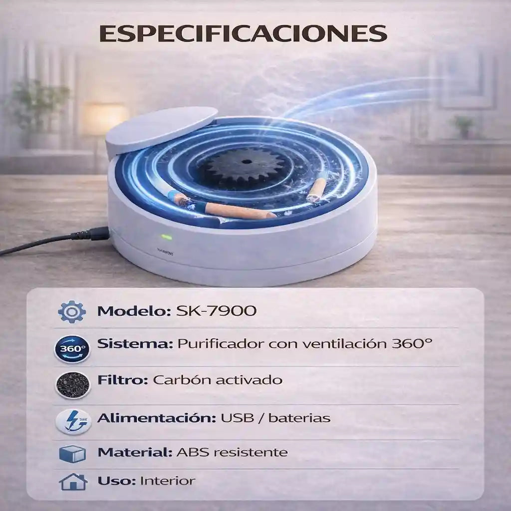 Cenicero Purificador SK-7900 – Elimina el Humo y Olor