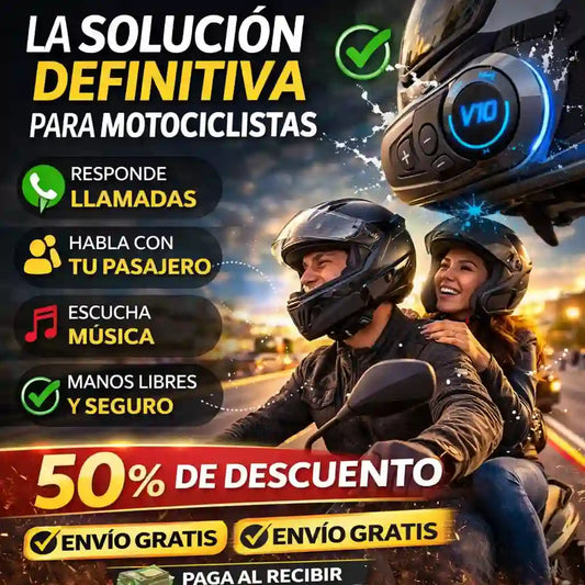 Intercomunicador Bluetooth V10 - Llamadas, GPS, Música