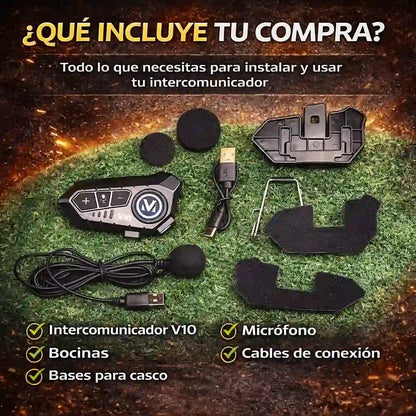 Intercomunicador Bluetooth V10 - Llamadas, GPS, Música