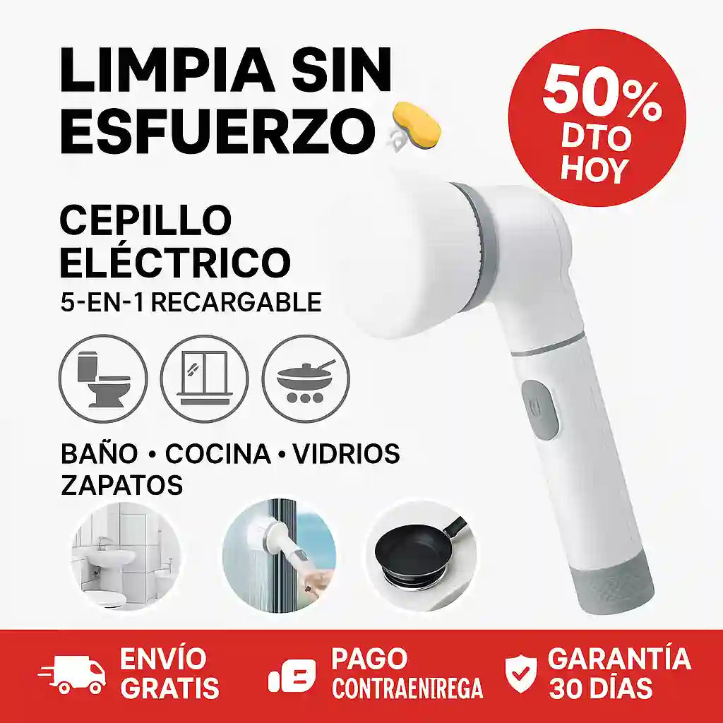 Cepillo Eléctrico Magic Brush 5-en-1 / Limpia toda tu casa sin esfuerzo en minutos