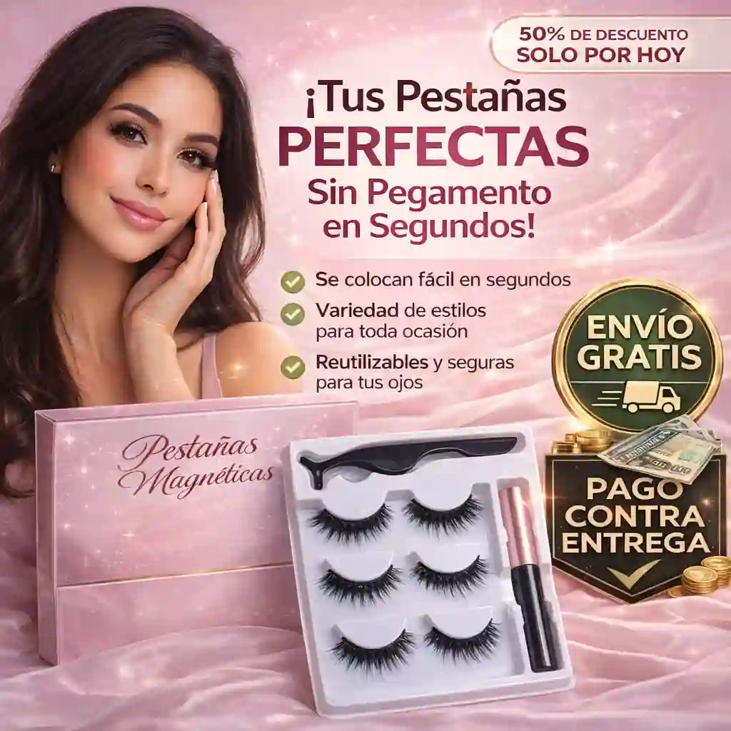 Pestañas magnéticas Más Volumen-Cero Pegamento