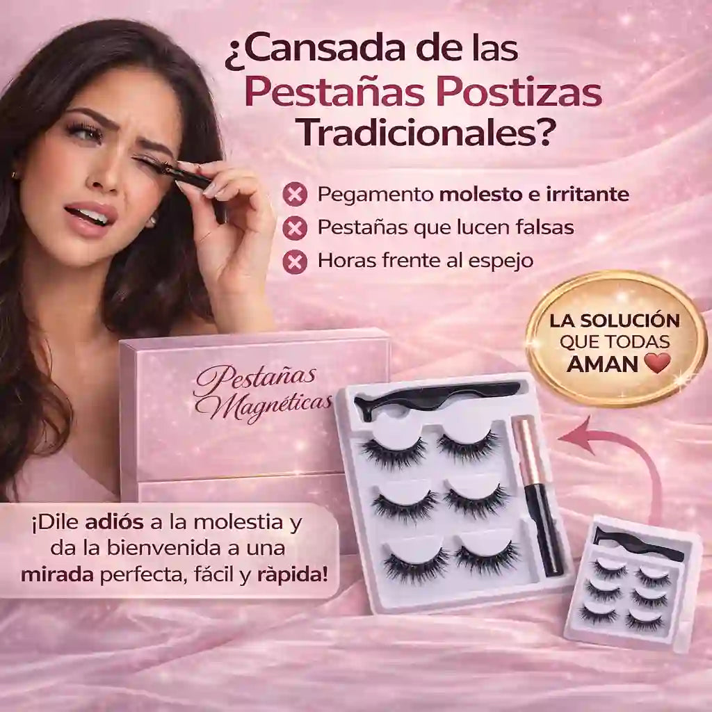 Pestañas magnéticas Más Volumen-Cero Pegamento