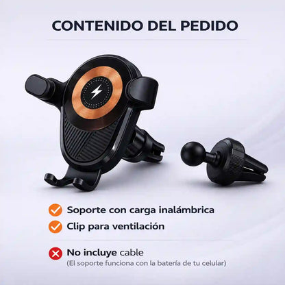 Soporte con Carga Inalámbrica – Seguro, visible y cargando mientras conduces